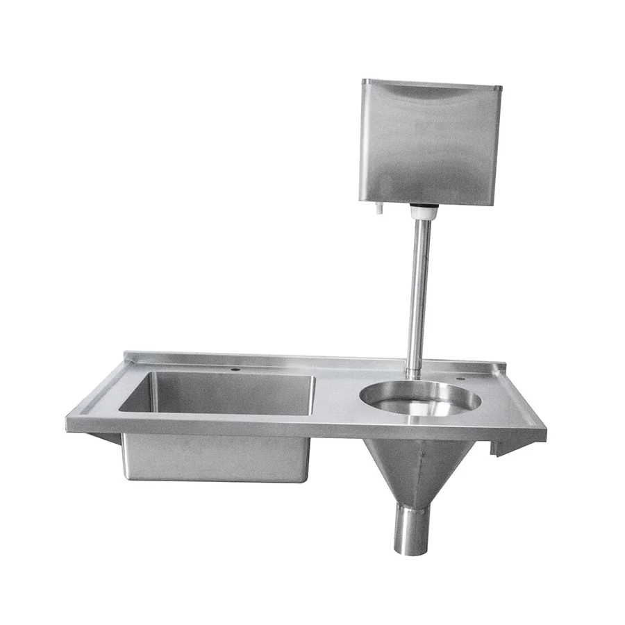 customized SUS304 grade stainless steel hospital sluice slop hopper sink with water cistern
