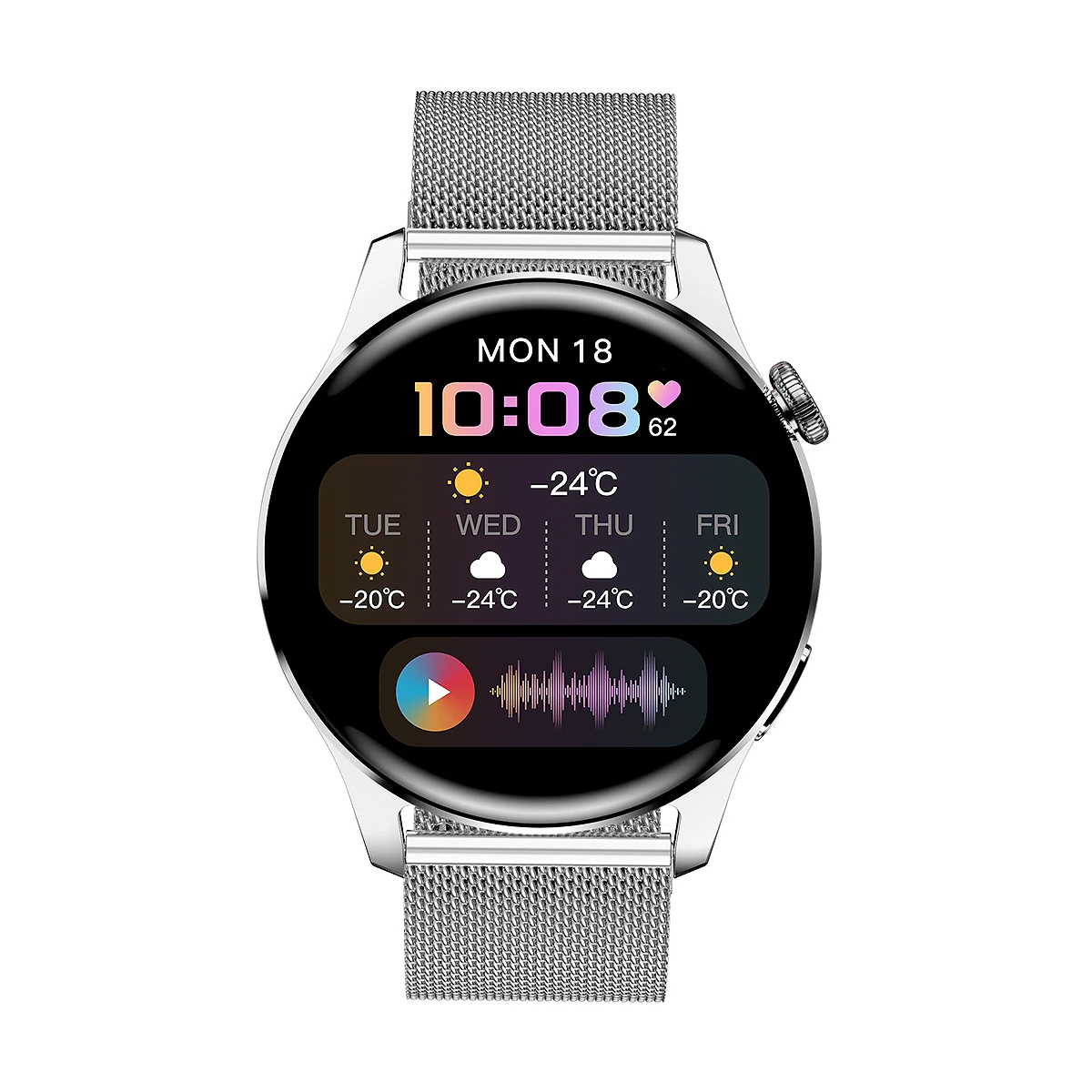 Новый Циферблат наручные Смарт-часы для мужчин и женщин, полный сенсорный Спорт фитнес трекер часы водонепроницаемый MP3 сердечного ритма со стальным ремешком, умные часы для android ios