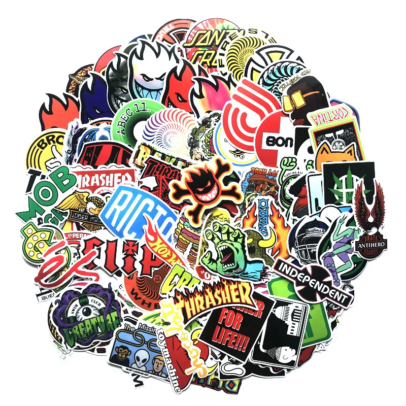 
100 cool skateboard fashion Stickers For Suitcase Skateboard Laptop Luggage Fridge Phone Car Styling DIY Decal waterproof 