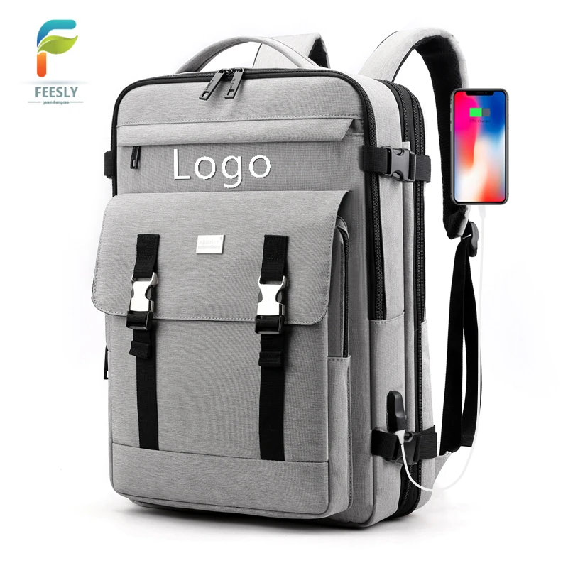High quality bags Large Capacity travel Nylon waterproof USB Charger expandable 17 inches luxury smart laptop backpack