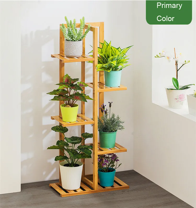 multi-level indoor balcony green porridge solid wood living room floor-standing  Flower shelf storage
