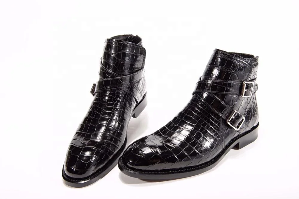 Goodyear welt custom Alligator skin men shoes boots Handmade Luxury men boots leather Crocodile Leather winter boots for men