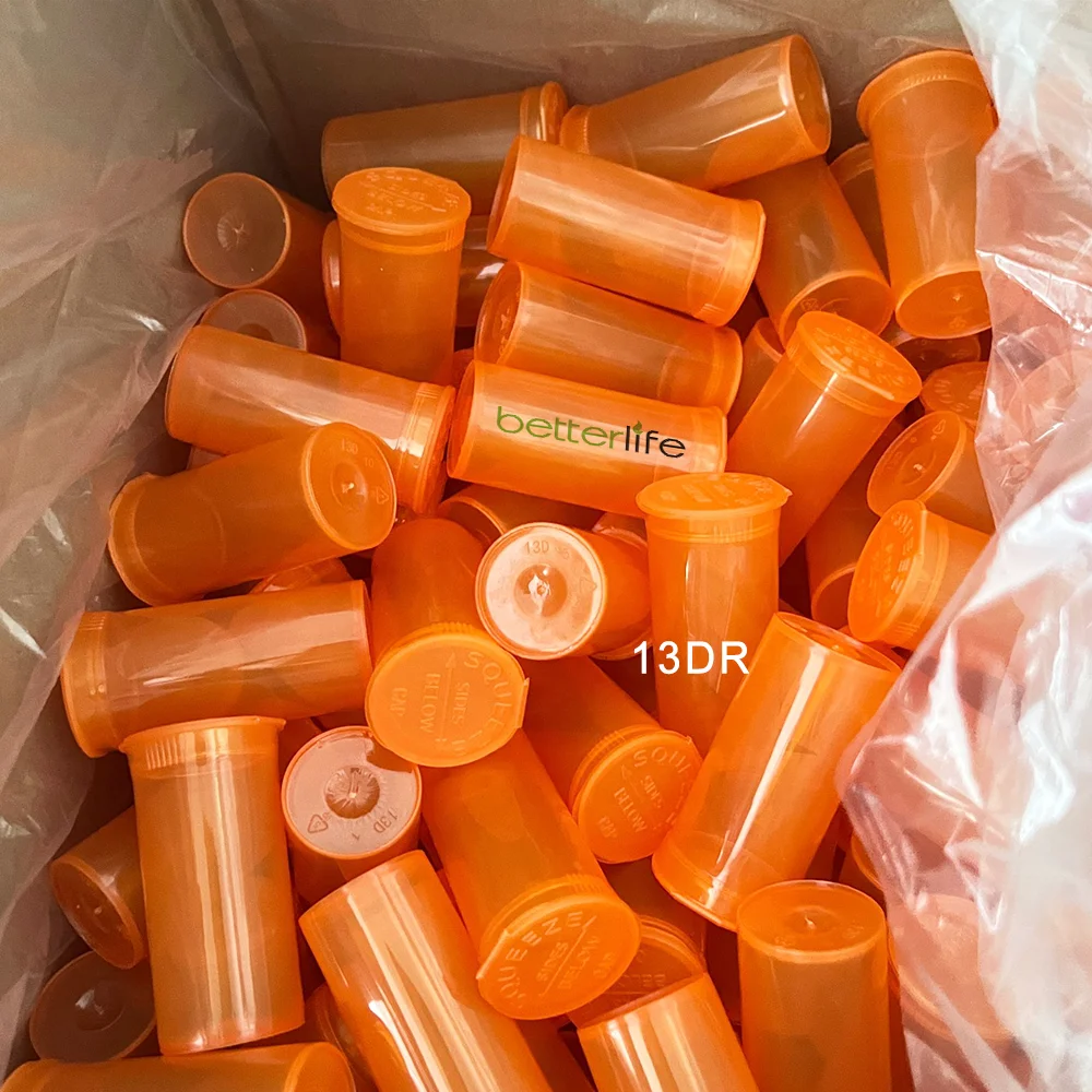 Wholesale Plastic Empty 13 19 30 60 90 Dram Pop Top Containers Push Turn Down Open Lid Squeeze Tube Child Resistant Lid Pop Tops