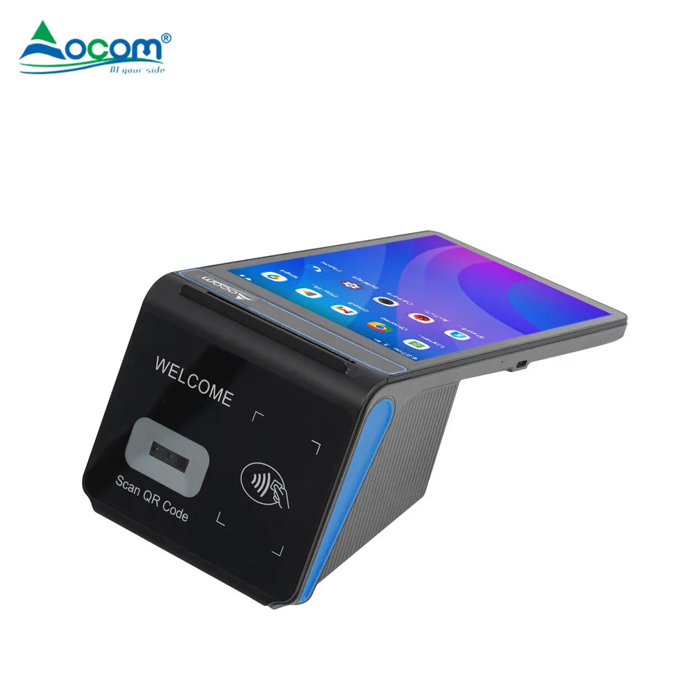 POS-T8 OCOM 8inch Android13 Handheld POS Terminal with Thermal Label and Receipt Printer