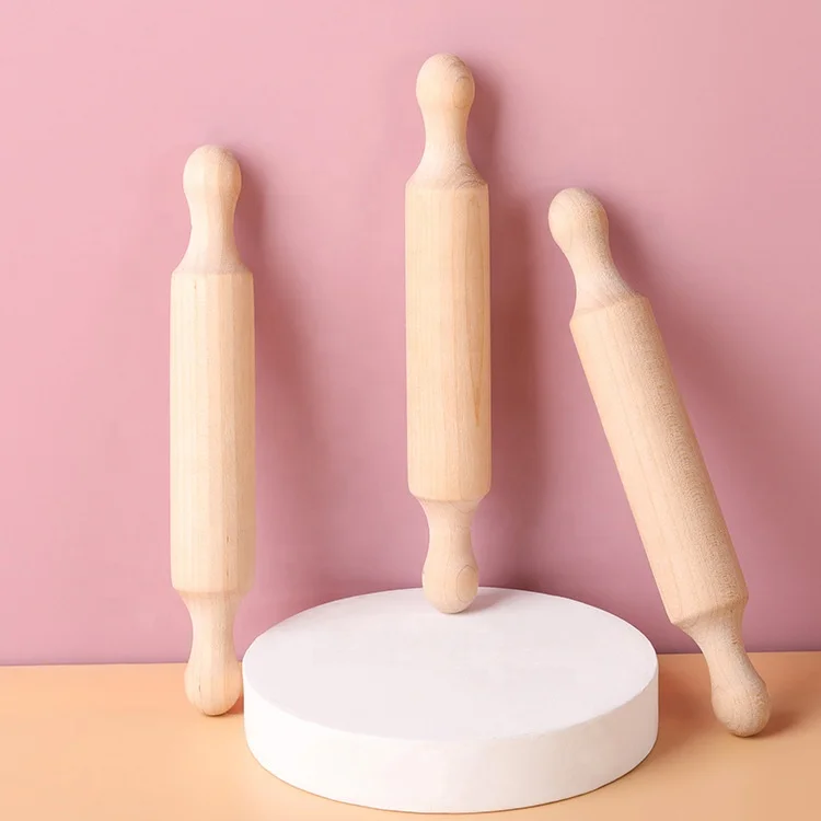 Most Selling Products Educational Toys Child Wooden Decorating Kitchen Toys Non-Stick Small Rolling Pin Wholesale for Baking