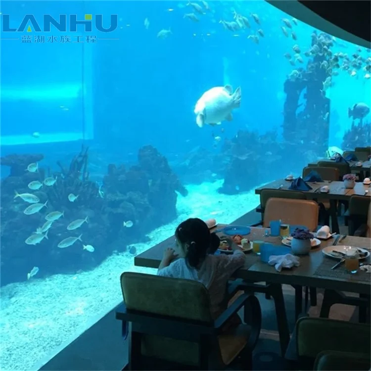 China factory transparent large acrylic fish aquarium tank underwater restaurant window acrylic aquarium design