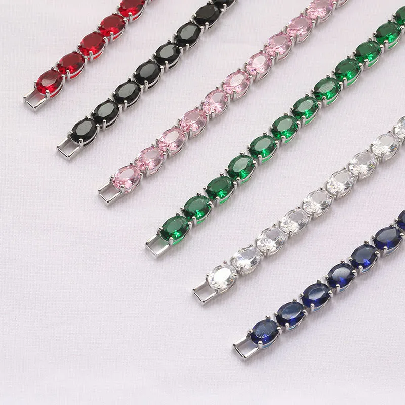  New Style Rose Gold Plated Anklet Bangle Bracelet Rainbow Zircon Link