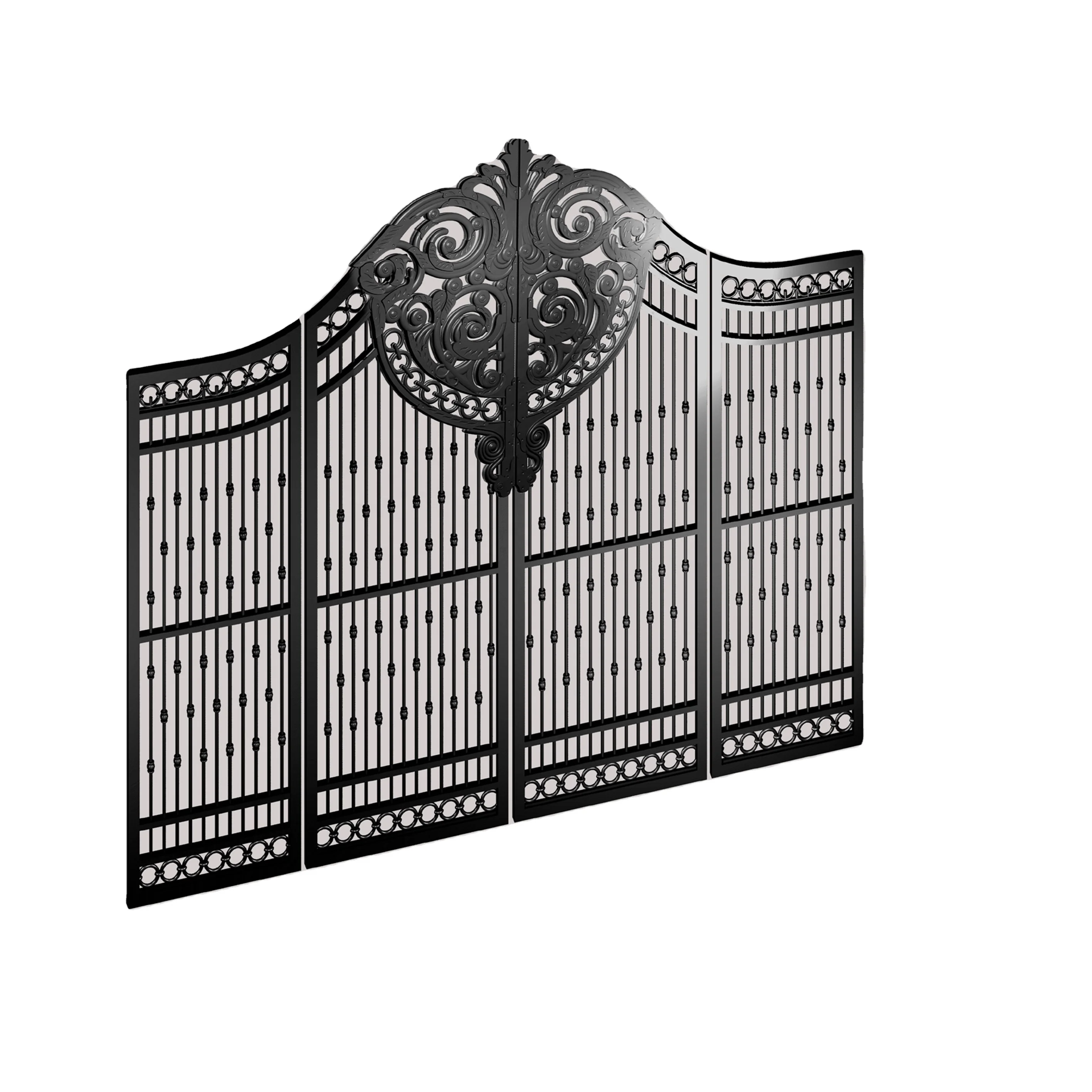 Accept Drawing Design Laser Cut Wrought Iron Profile Garden Gate aluminum main gate / entrance gates with automatic