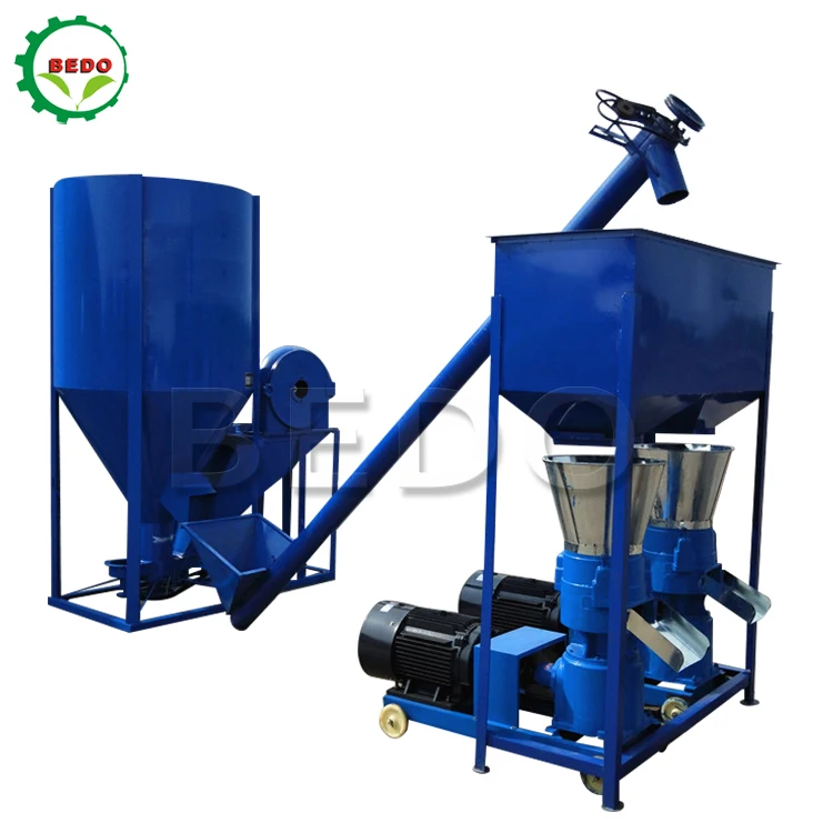 1 Ton Per Hour Cattle Chicken Feed Production Line/Pellet Mill For Animal Feeds/Poultry Feed Crusher And Mixer