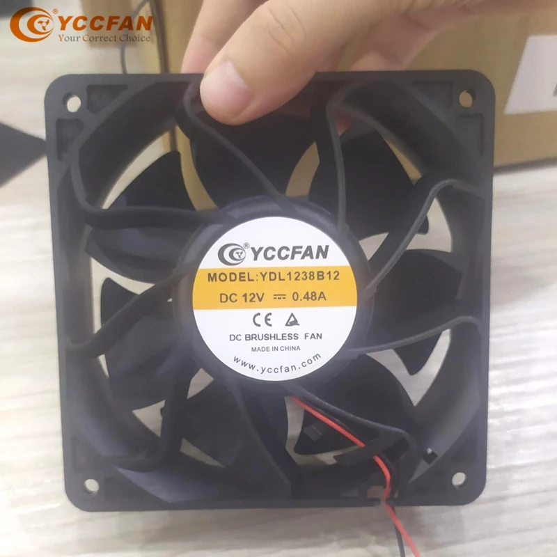 BLK Axial Fans Dc 12 Volt Cooling Fan 2600/3200 CFM 120X120X38 Brushless Axial Flow Exhaust Fan 120mm YDL1238B12