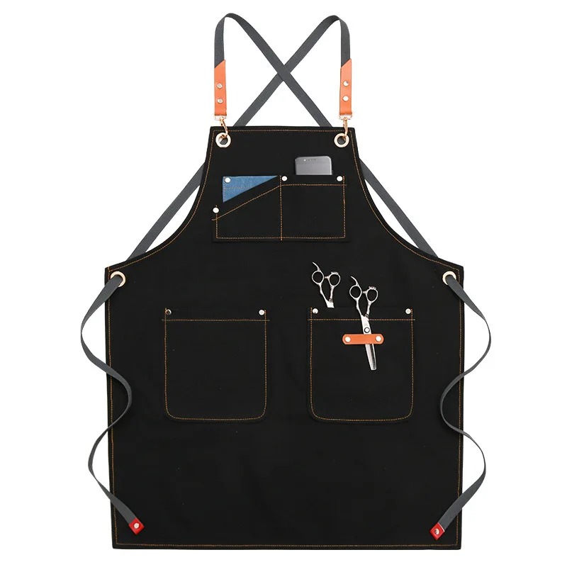 Custom Best Adjustable Bar Barista Work Cowboy Denim Aprons With Pockets