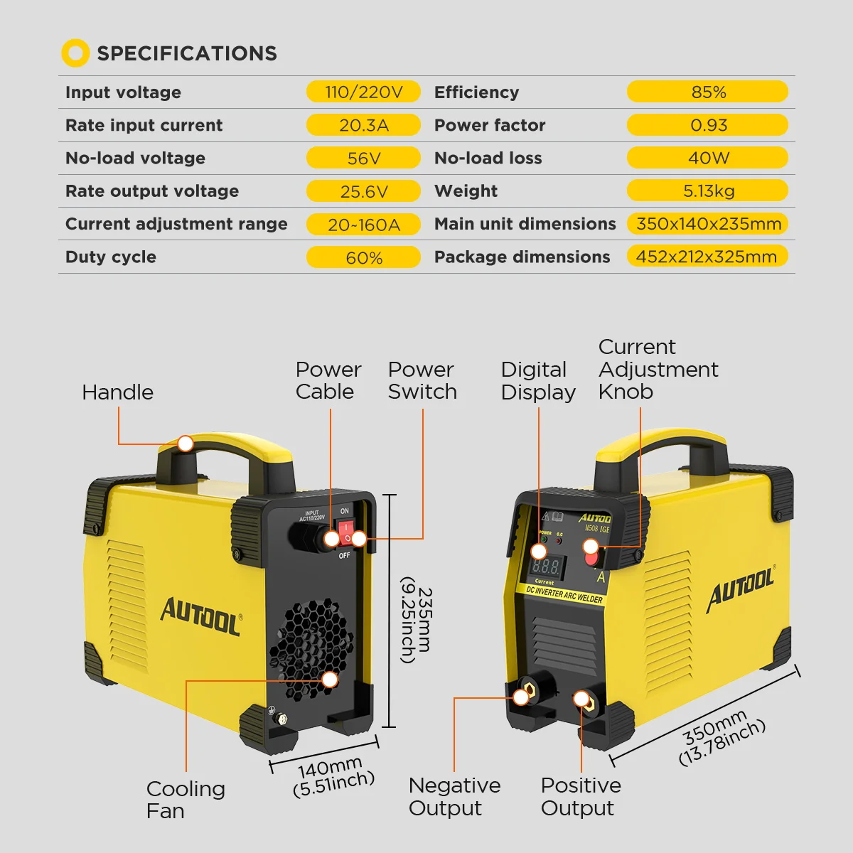Автоматический сварочный аппарат AUTOOL M508 110-240 В 1/8 дюйма электросварочный портативный