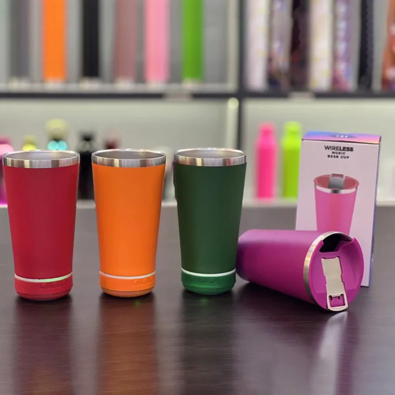 USB 16 унций Bluetooth динамик из нержавеющей стали Термос Вакуумная чашка портативная холодная горячая с соломой открывашкой