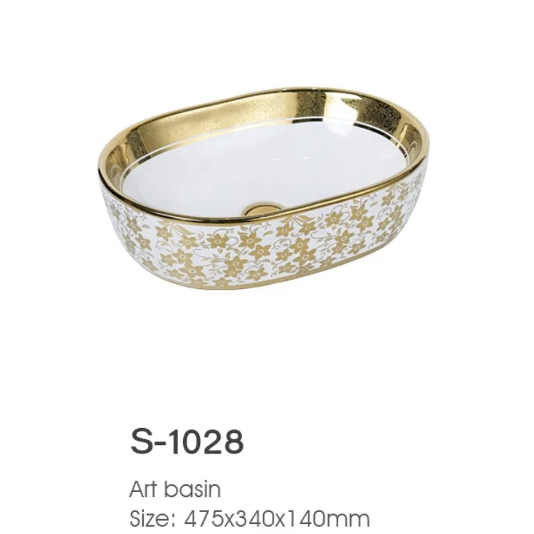 Chaozhou cheap price Luxury Black Ceramic gold-plated Lavatory Art Wash Basin Rectangle Thin Edge Bathroom vessel sink S-1007