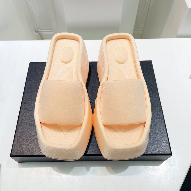 Women Colorful Wedge Slide Wholesale Luxury OEM Name Brand Ladies Outdoor Fancy Platform Slipper Wedge Shoes