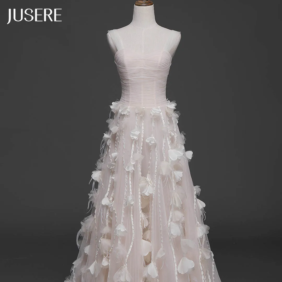 New design strapless pleated bodice  handmade 3d flowers aline wedding dress beautiful bridal gown