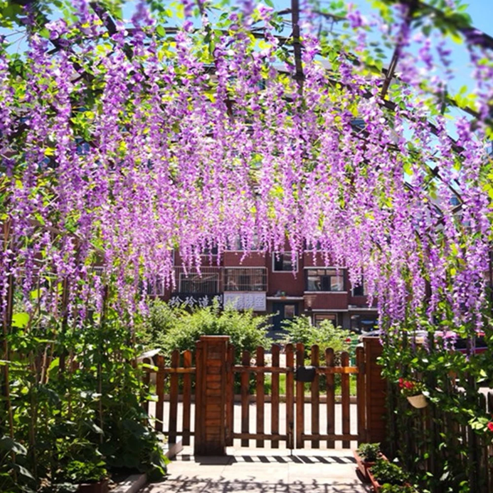 Wisteria Hanging Flowers Fake Flower Garland Artificial Wisteria Vines Rattan Silk Flower String Wedding Party Wall Decorations