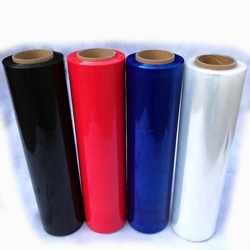 Pallet Polyolefin Hand Stretch Film Roll Wrapping Pe Transparent Lldpe Packaging Stretch Film