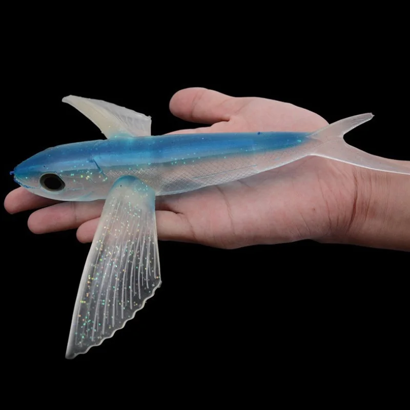 
Artificial Flying Fish 21Cm 124G Silica Gel Tuna Fishing Large Lure , Bait Sea Angling Boat Trolling Big Game Soft Lure 