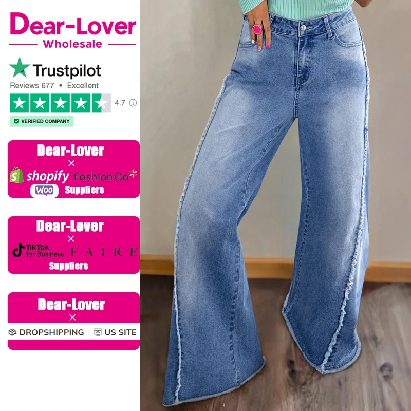 Синие винтажные расклешенные джинсы Dear-Lover оптом