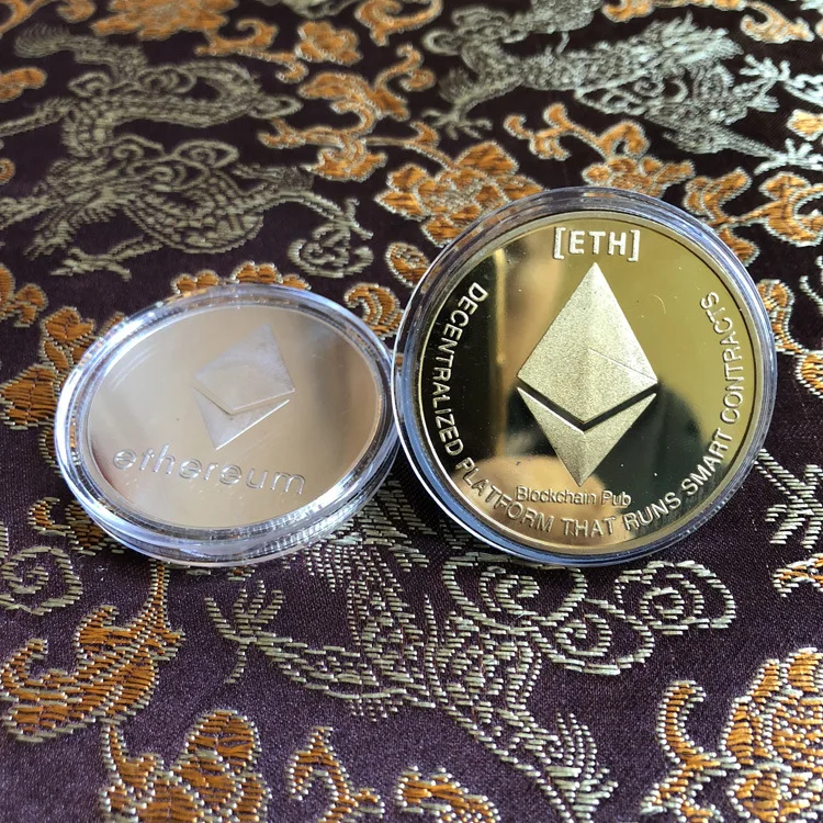 Оптовая продажа юбилейные коллекторы из сплава позолоченная монета эфириума Eth Биткоин