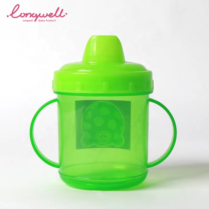 
Ningbo Longwell Duckbill Cup Kids Plastic Cups Drinking Feeding Water Bottle 200ML Bpa Free PP Two Grips Baby Cup Training 