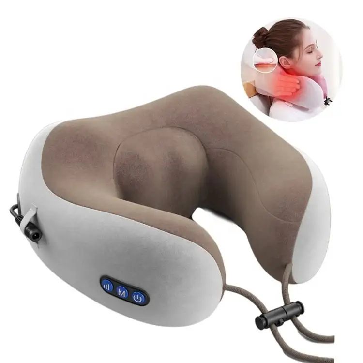 Kneading Rotation Cordless Massage Neck Pillow Cervical Massager with Memory Foam Head & Neck Support Pillow for Airplane
