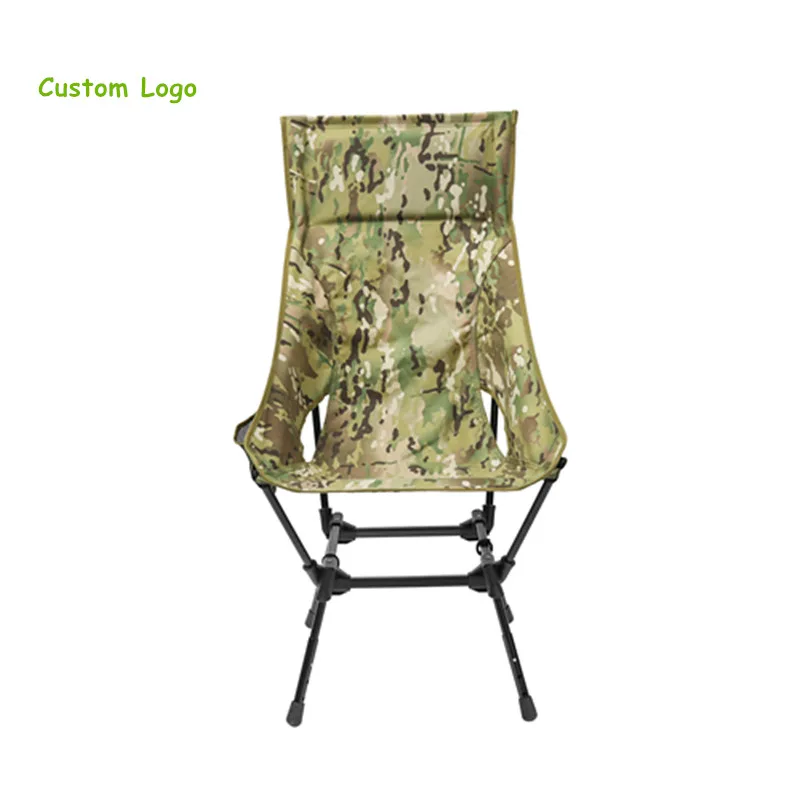 Large Size 7075 Aluminum Folding stool Adjustable Height Recline Camping Chair with side pocket