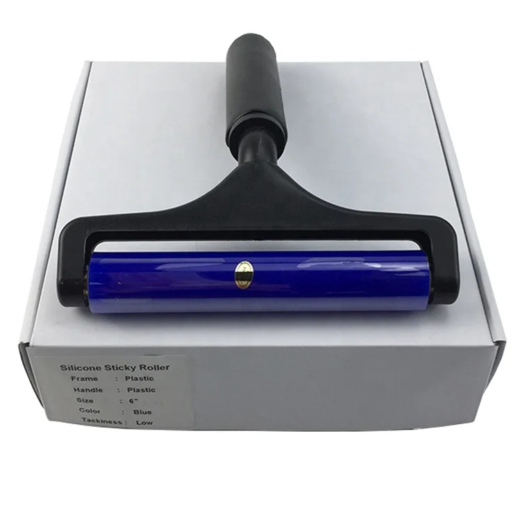 PCB Cleaning Dust Removal Reusable 6inch Plastic Handle Blue Cleanroom Silicone Sticky Roller