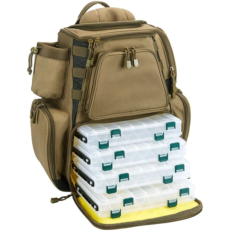 Professional factory Multi-function Fly Fishing Accessories Storage Four Tray Fishing Tackle Backpack