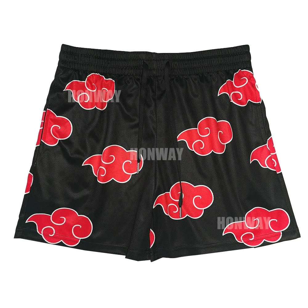 Custom Polyester Single Layer Net Basketball Shorts Quick Dry Men All Over Print an Anime x Gym Mesh Shorts