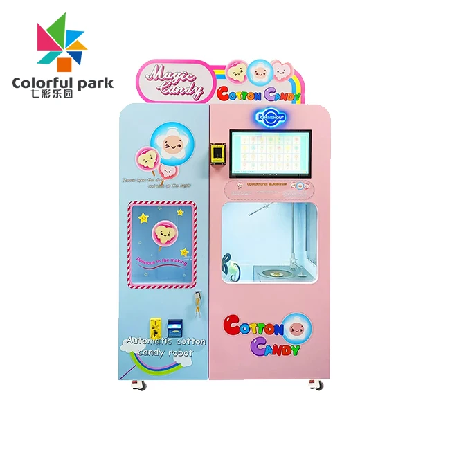 Different Shape Full Automatic Commercial Cotton Candy Vending Machine With Credit Card