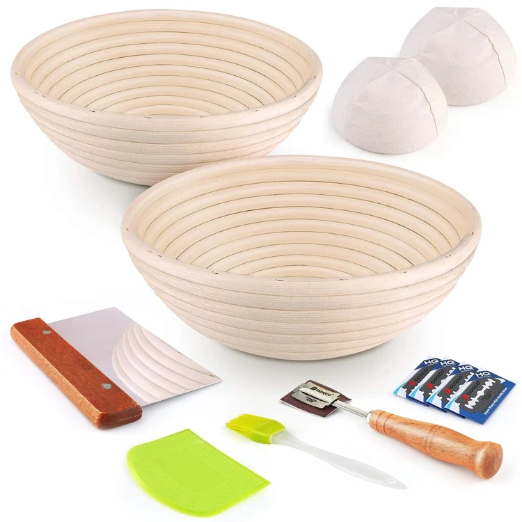 homemade most complete proofing kit bread baking bowls oven baskets round  dough mixing bowl oval liner cloth basket (1600430490090)