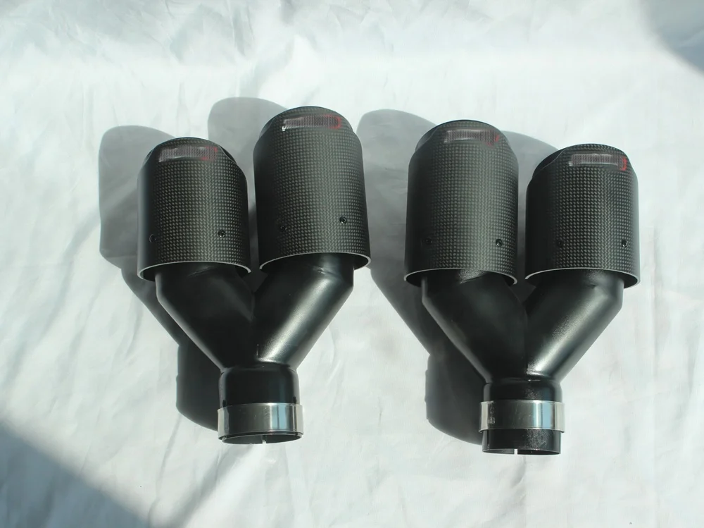 EGO Black Dual Pipe Car Exhaust System Carbon Fiber Tips For Honda  Akrapovic