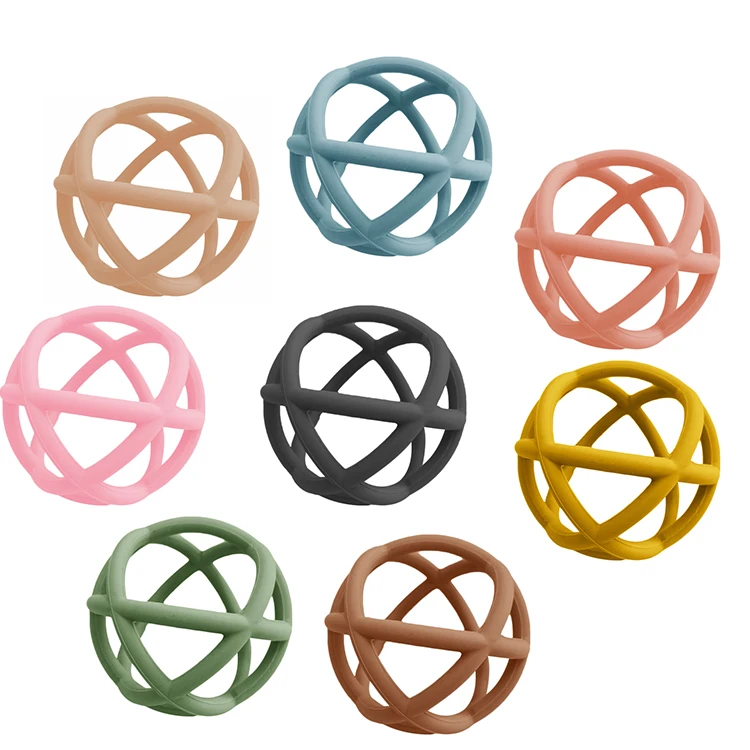 2021 new custom baby play toys bpa free silicone ball teether for children