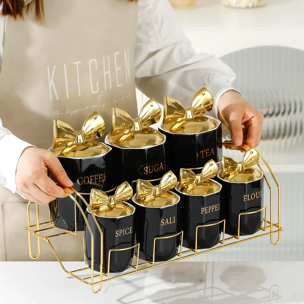 Porcelain Food Coffee Tea Sugar Seal Jar Ceramic Storage Jar Factory Direct Sale White Camping Kitchen Accessories Color Box