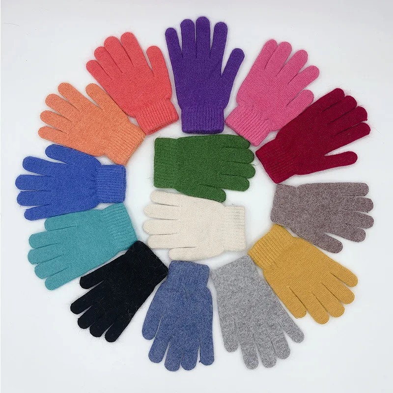 Женские Зимние трикотажные перчатки из меха кролика