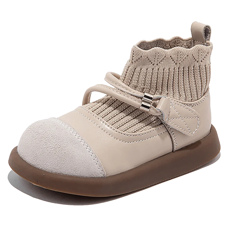 Wholesale Cotton Socks Shoes Solid Color Warm Short Boots Anti Slip Rubber Soles Baby Shoes For Children