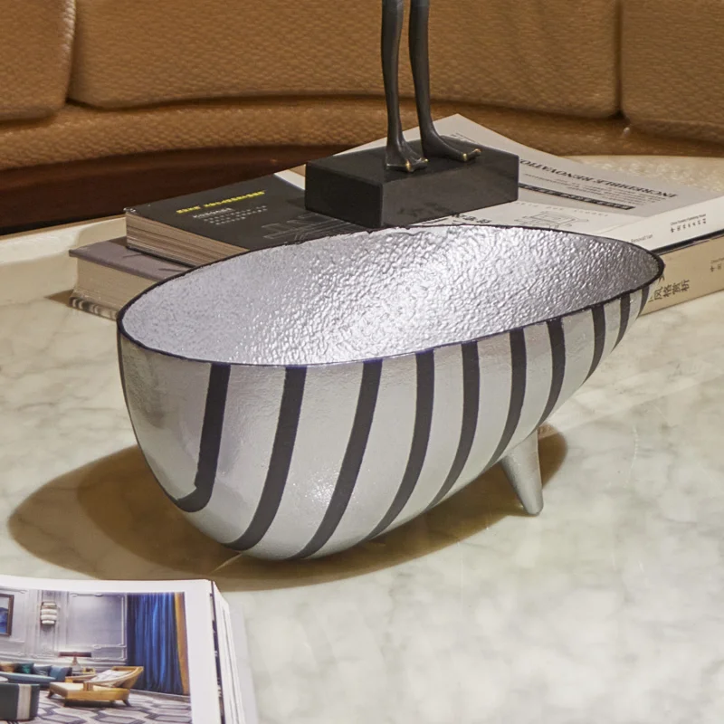 Nordic Black & White Stripe Metal Tray Ornament for Home Decor for Congratulations Occasion