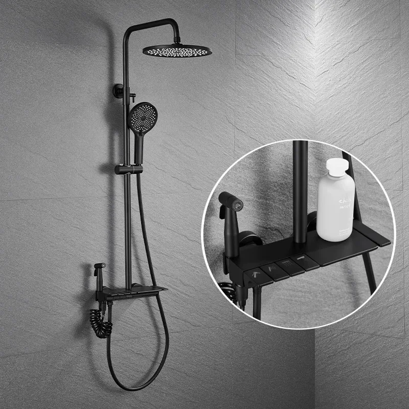 Luxury 4 Way Piano Key Bathroom Shower Mixer Set Thermostatic Bath Mixer Bathtub Faucet Set