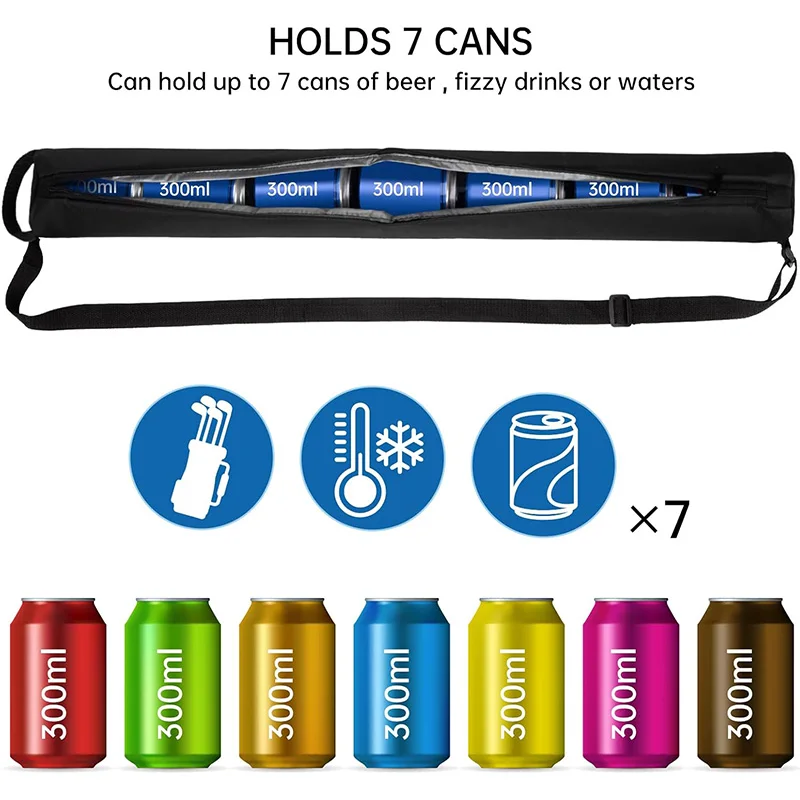 Customizable Logo Neoprene Polyester Insulated Golf Sleeves and Beer Can Cooler Bag for Travel Storage Camping Hiking Picnics