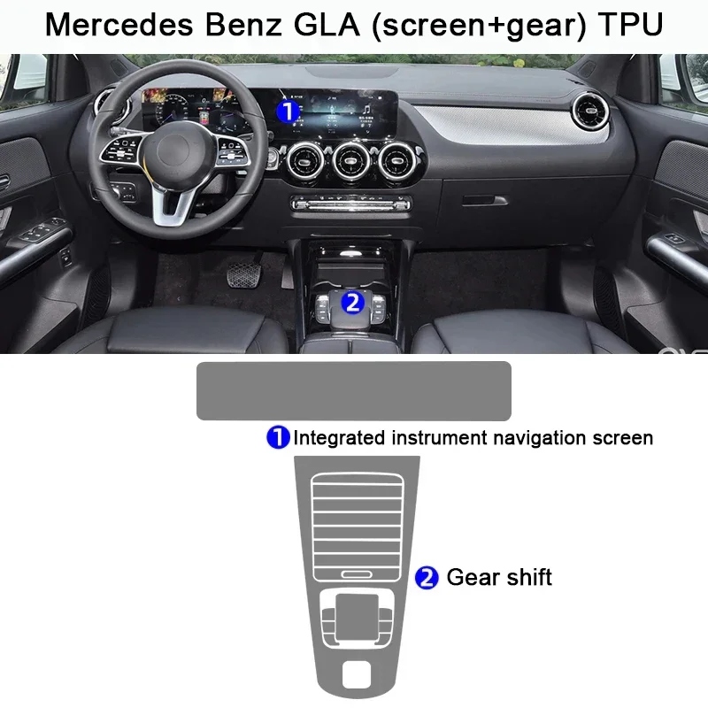 Tpu Film for Mercedes Benz GLA GLB GLA180 GLA200 GLB180 GLB200 Car Interior Sticker Center Console Gear Navigation Door Panel