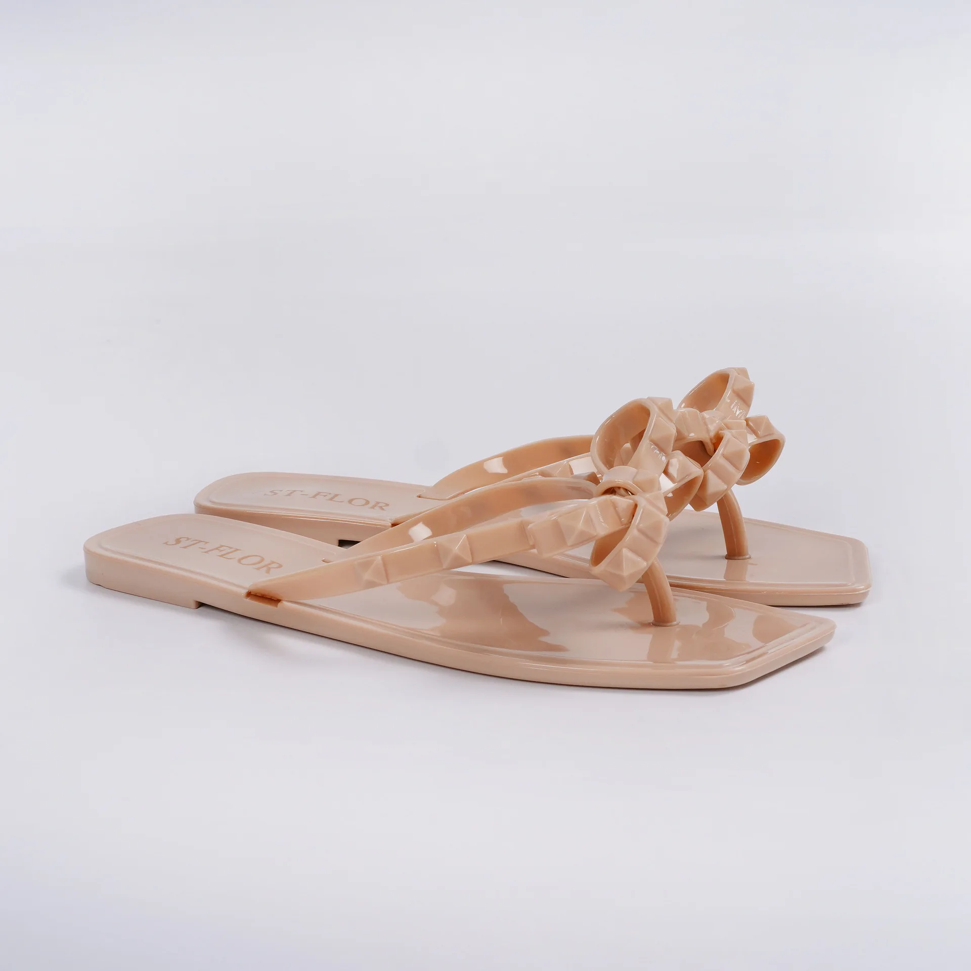 Bowknot crystal jelly flip flops all-match fashionable beach flat slippers