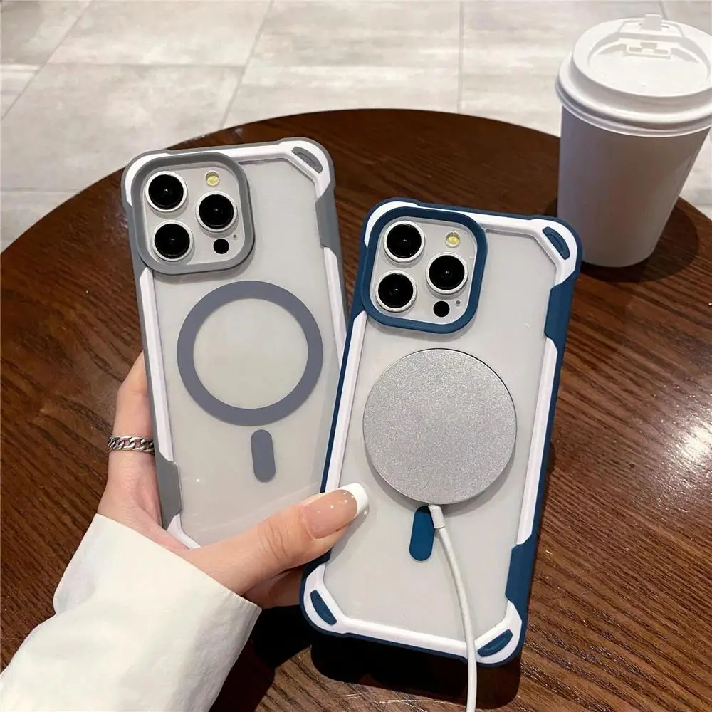 Для iPhone 16 Pro Max роскошный Магнитный силиконовый чехол для мобильного телефона 12 13 14 15 Plus прозрачный защитный