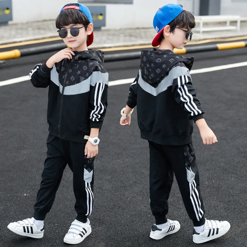 Boys Autumn Clothes Handsome Suit Sports Spring Young Teenager Clothing Hoodie Coat & Pant Outfit Suit Kids 2pcs Clothing Set