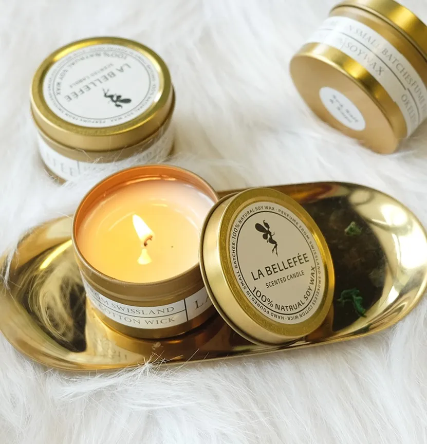 Custom Decor Organic Aromatherapy Soy Candle Private Label Tin Scented Candle for Gift Set