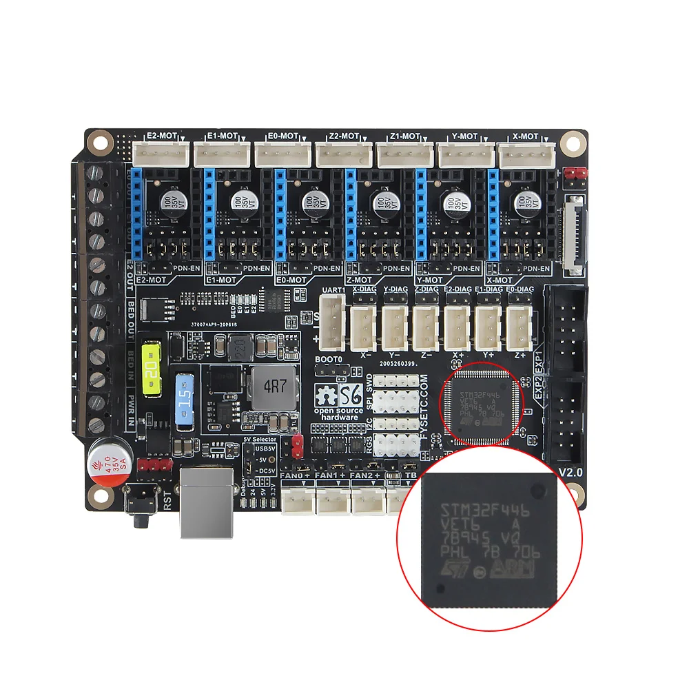 S6 V2.0 Board 32 Bit Control Board Support 6X TMC Drivers Uart/SPI Flying Wire XH/MX Connector VS F6 V1.3 SKR V1.3