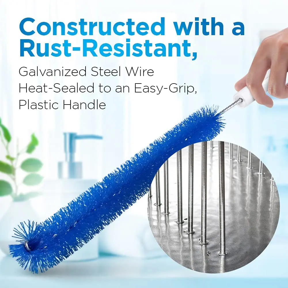 Fuller Brush Drain Cleaner Brush Flexible Thin Long Scrub Cleaner for Tubes Pipes Bristled Stick for Clean Dish washer Drains