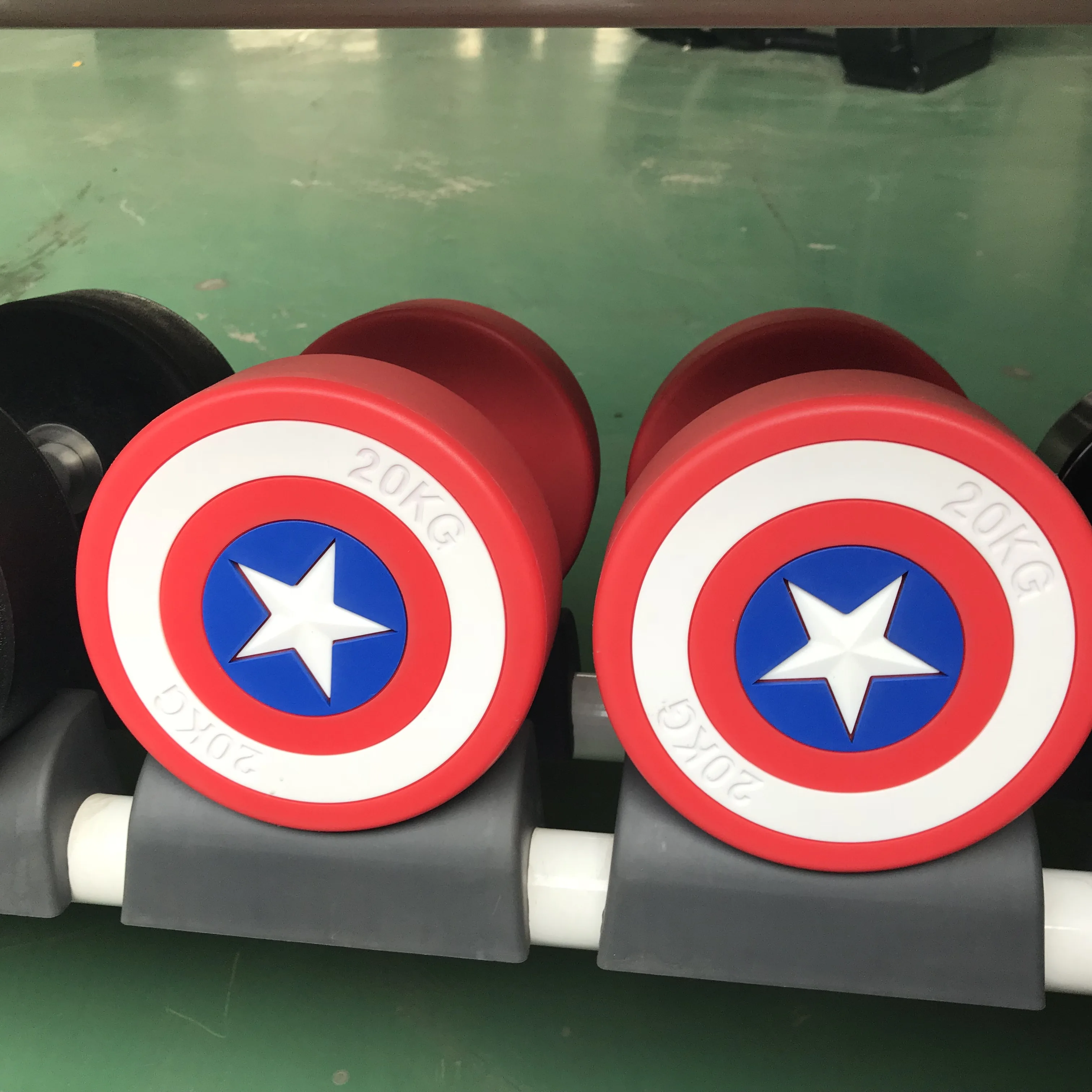 American Hot Sell Captain Rubber CPU Round Fixed Dumbbell Set