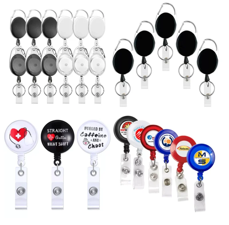 Индивидуальный выдвижной Зажим ID Badge Pull Reel Holder Name с металлическим зажимом типа